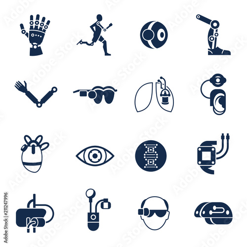 Fotografie, Obraz Bionics and artificial intelligence icon set