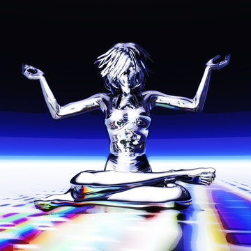 Digital 3D Illustration of a meditating Female