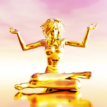 Digital 3D Illustration of a meditating Female