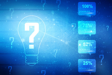 Poster - 2d rendering Business concept, question mark with light bulb
