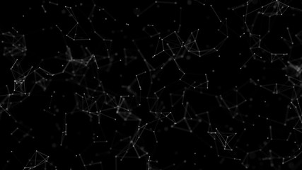 Poster - abstract moving background of chaotically moving lines and points, alpha channel