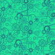 Mechanical seemless vector background pattern . Green color