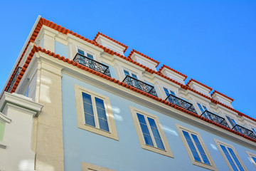 Traditional historic blue facade in Lisbon