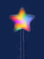 Canvas Print - Rainbow Color Magic Wand Illustration