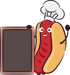 Poster - Mascot Hotdog Chef Menu Board Illustration