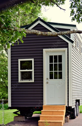 Tiny Gray House On Wheels In A Closeup Portrait View Buy This