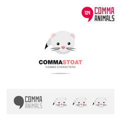 Stoat animal concept icon set and modern brand identity logo template and app symbol based on comma sign