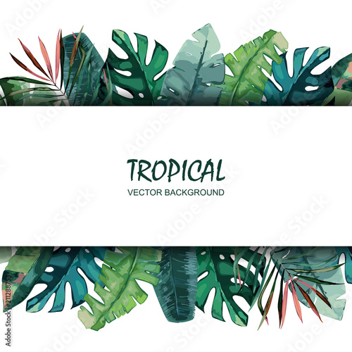 Summer tropical card. Watercolor vector illustration