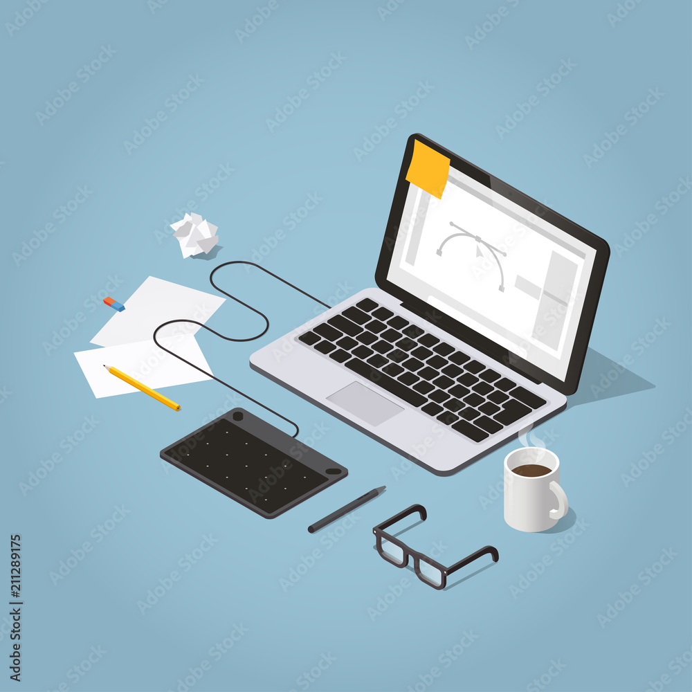 Isometric Freelancer Workspace Illustration