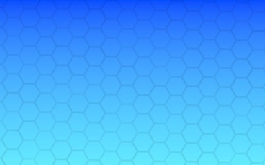 Translucent honeycomb on a gradient blue sky background. Perspective view on polygon look like honeycomb. Isometric geometry. 3D illustration