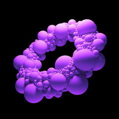 Poster - 3d render abstract geometry shape, covered with sphere with random scale. Cloned sphere objects on primitive surface. Isolated.