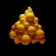 Poster - 3d render abstract geometry shape, covered with sphere with random scale. Cloned sphere objects on primitive surface. Isolated.