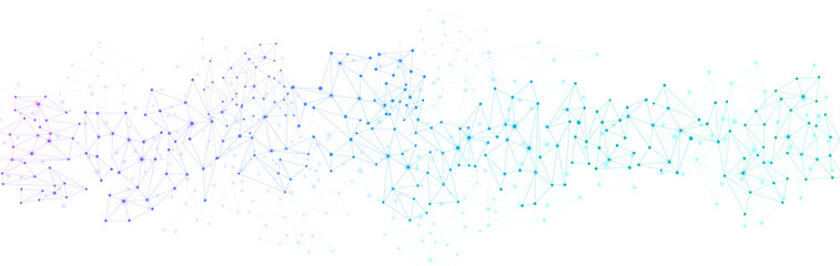 white global communication banner with colorful network.