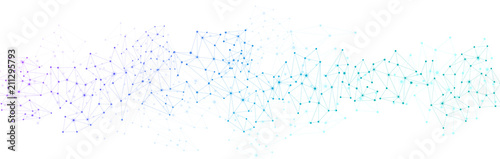 Fotografía White global communication banner with colorful network.