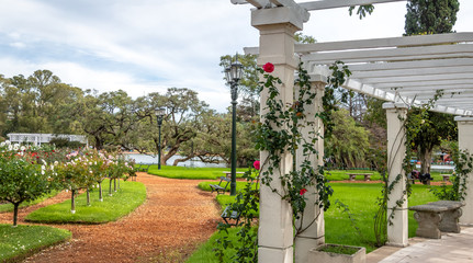 Poster - Lake Pergola at El Rosedal Rose Park at Bosques de Palermo (Palermo Woods) - Buenos Aires, Argentina