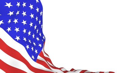 Waving flag of the United States of America. Stars and Stripes. State symbol of the USA. 3D illustration