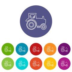 Poster - Tractor icons color set vector for any web design on white background