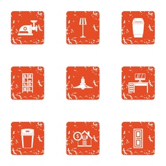 Poster - Home bathroom icons set. Grunge set of 9 home bathroom vector icons for web isolated on white background