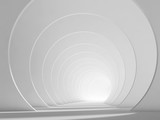 Fototapeta Przestrzenne - Abstract empty white tunnel interior 3 d