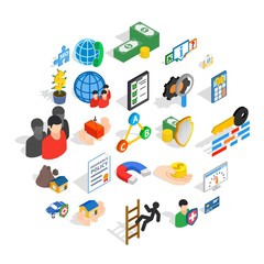 Poster - Contact us icons set. Isometric set of 25 contact us vector icons for web isolated on white background