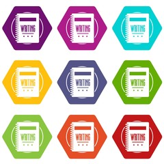 Poster - Notebook icons 9 set coloful isolated on white for web