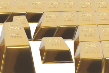 Stacked bars of gold bullion.Financial concept