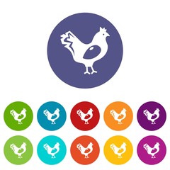 Poster - Chicken icons color set vector for any web design on white background