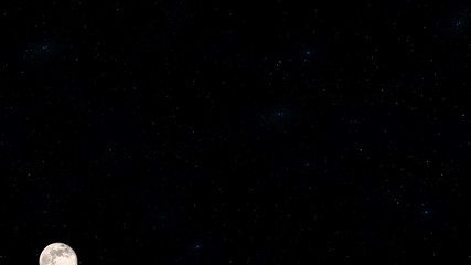 Wall Mural - full moon pass through a starry sky.
