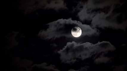 full moon in a night cloudy sky.
