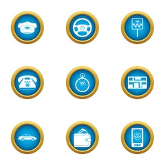 Poster - Chauffeur icons set. Flat set of 9 chauffeur vector icons for web isolated on white background