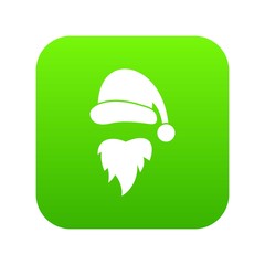 Canvas Print - Santa Claus hat and beard icon digital green for any design isolated on white vector illustration