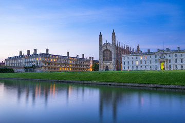 Sticker - Evening view of chapel in Cambridge near river Cam. England