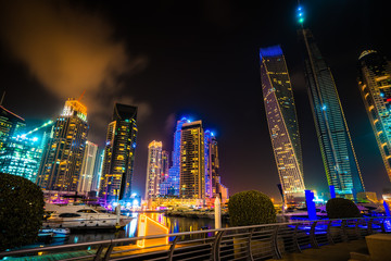 Canvas Print - Dubai marina at night, UAE