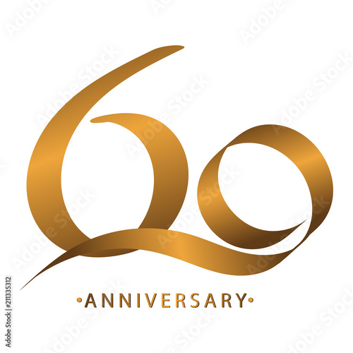 Handwriting celebrating, anniversary of number 60 60th year anniversary, Luxury Poster Mural XXL