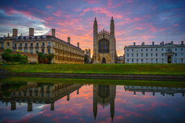 Sticker - King's Chapel with beautiful sunrise sky in Cambridge. England