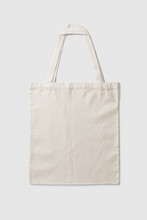 Blank Tote Canvas Bag Mockup On Light Grey Background. High Resolution. 