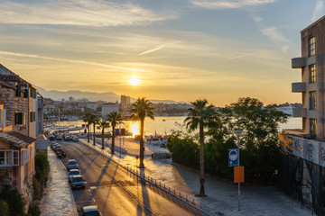 Poster - Tumbiceva Obala street and Matejuska harbour of Split at sunrise, Croatia