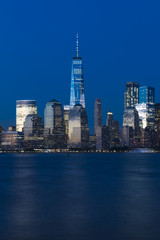 Wall Mural - NEW YORK, NEW YORK, USA - JUNE 4, 2018 - New York City Spectacular Sunset focuses on One World Trade Tower, Freedom Tower, NY