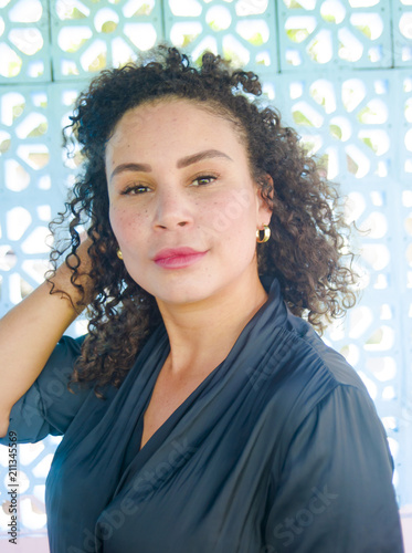 Young Beautiful And Happy Latin Afro Mixed Woman On Her 30s