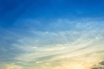 blue sky background texture with white clouds sunset.