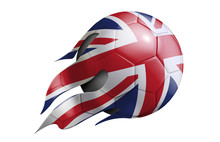 Flying Soccer Ball With United Kingdom Flag