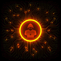 Abstract technology background. Cyber security concept. Hacker on digital circuit board vector illustration.