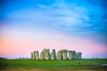 Canvas Print - Stonehenge at cold winter sunset in England