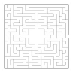 Abstract square isolated maze. Black color. An interesting and useful game for children and adults. Simple flat vector illustration. With a place for your image