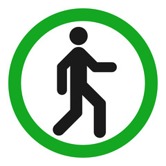 Poster - Pedestrian silhouette in green circle. Vector icon.