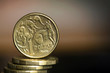 Australian Dollar Coins over Blurred Background with Copyspace