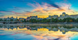 Skyline panorama of Victoria Embankment in London at sunset tourers