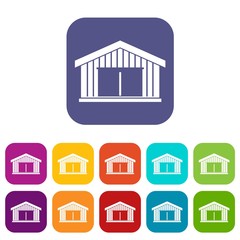 Poster - Garage icons set vector illustration in flat style in colors red, blue, green, and other