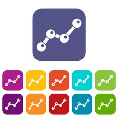 Poster - Chart statistics line icons set vector illustration in flat style in colors red, blue, green, and other