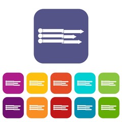 Poster - Infographic arrows icons set vector illustration in flat style in colors red, blue, green, and other